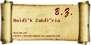 Belák Zakária névjegykártya